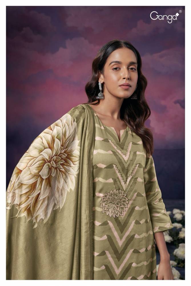 Nellie 2189 By Ganga Printed Cotton Silk Dress Material Catalog